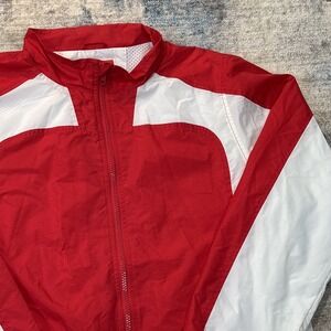 Team 365 Men's Large Red White Windbreaker Zip Jacket Lightweight Athletic